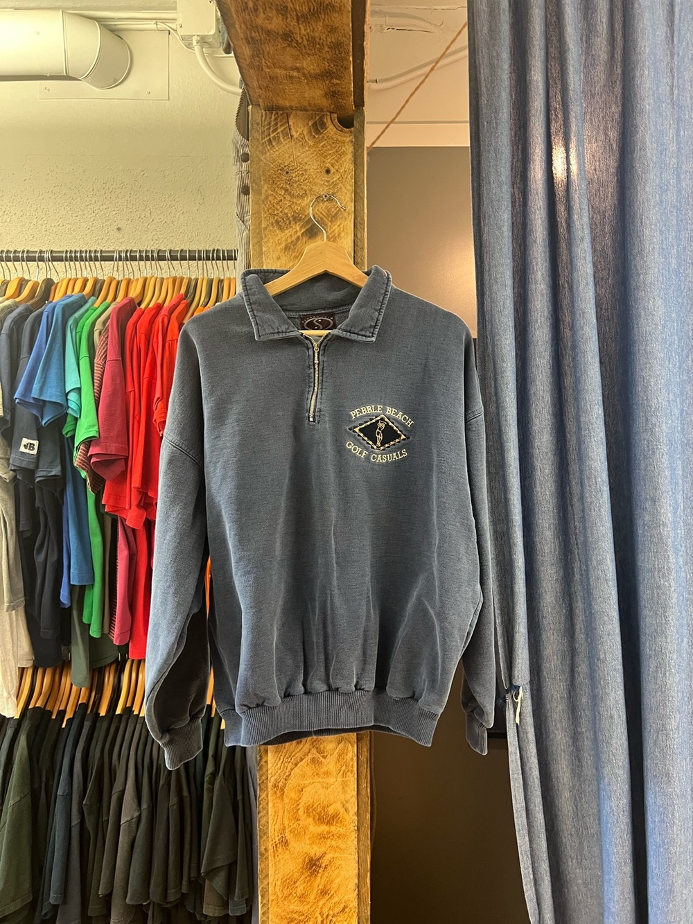 Vintage Pebble Beach Blue Half-Zip Pullover Sweater